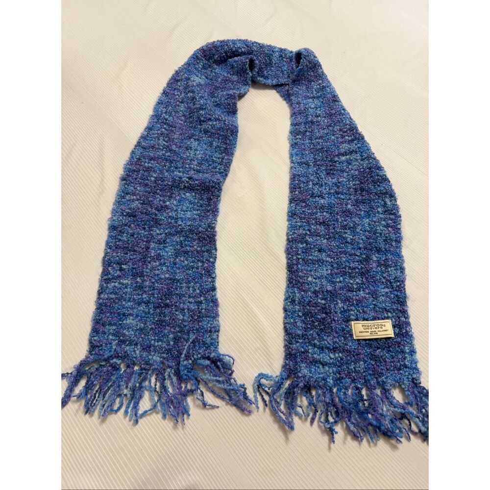 Estate Blue MUCROS IRELAND Hand-Woven Weavers Loopy Shawl Wrap Scarf